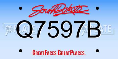 Q7597B South Dakota License Plate