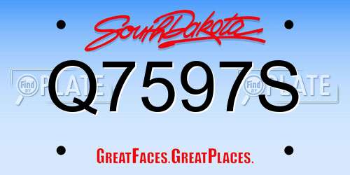 Q7597S South Dakota License Plate