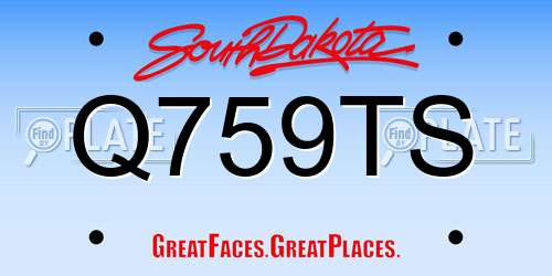 Q759TS South Dakota License Plate