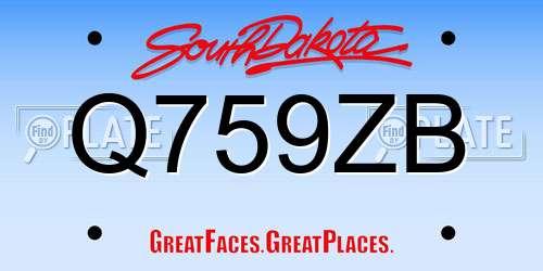 Q759ZB South Dakota License Plate
