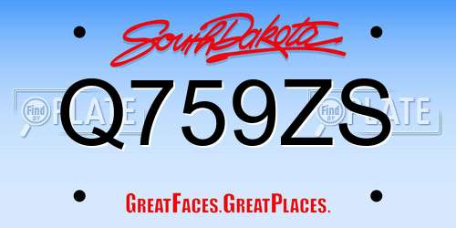 Q759ZS South Dakota License Plate