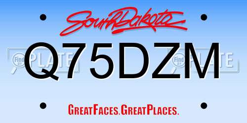 Q75DZM South Dakota License Plate
