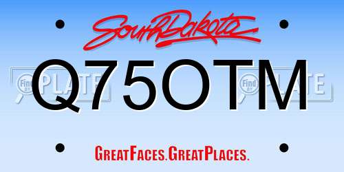 Q75OTM South Dakota License Plate