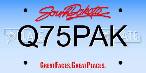 Q75PAK South Dakota License Plate