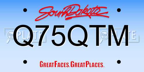 Q75QTM South Dakota License Plate
