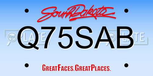 Q75SAB South Dakota License Plate