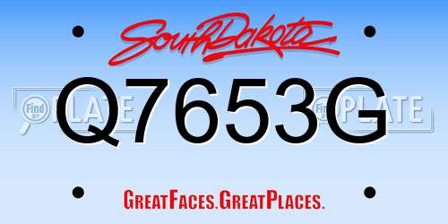 Q7653G South Dakota License Plate