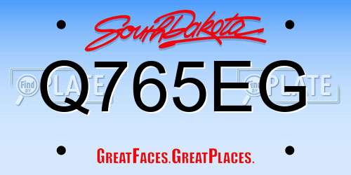 Q765EG South Dakota License Plate