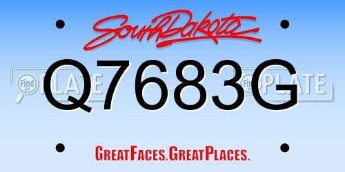 Q7683G South Dakota License Plate