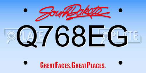 Q768EG South Dakota License Plate
