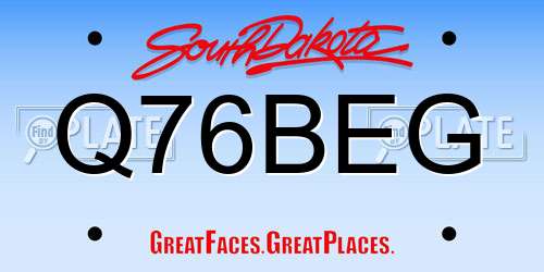 Q76BEG South Dakota License Plate