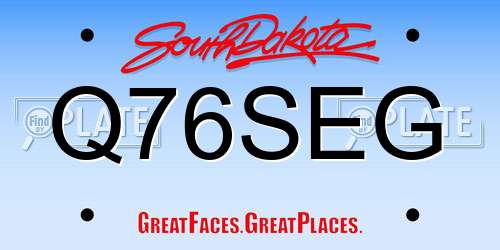 Q76SEG South Dakota License Plate