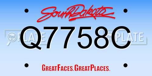 Q7758C South Dakota License Plate