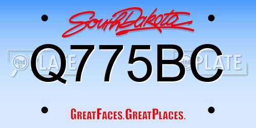Q775BC South Dakota License Plate