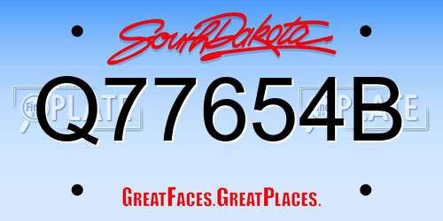 Q77654B South Dakota License Plate