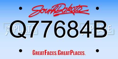 Q77684B South Dakota License Plate