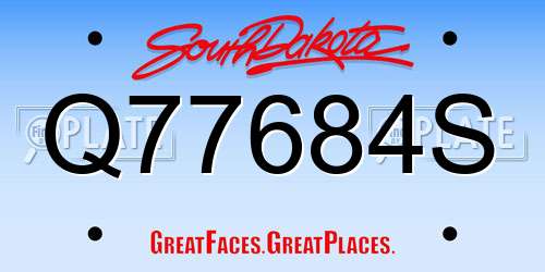 Q77684S South Dakota License Plate