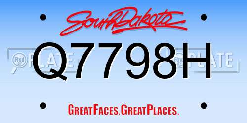Q7798H South Dakota License Plate