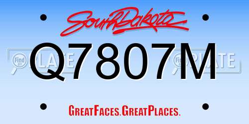 Q7807M South Dakota License Plate