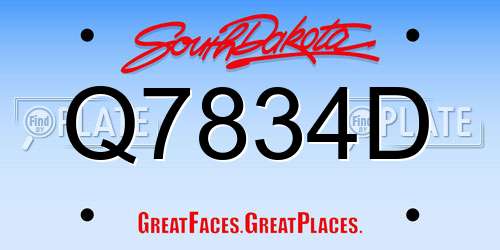 Q7834D South Dakota License Plate