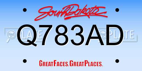Q783AD South Dakota License Plate
