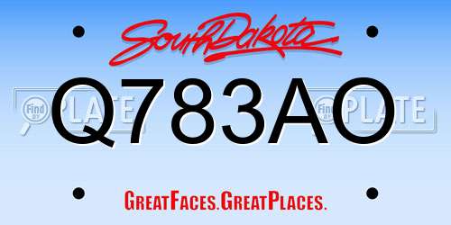 Q783AO South Dakota License Plate