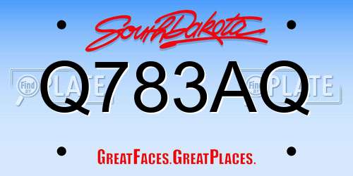 Q783AQ South Dakota License Plate