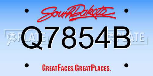 Q7854B South Dakota License Plate