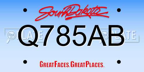 Q785AB South Dakota License Plate