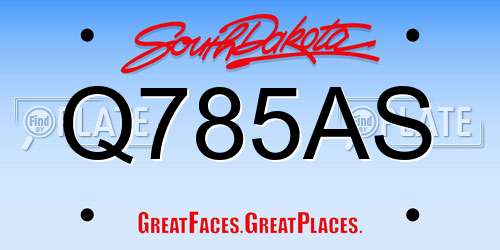 Q785AS South Dakota License Plate