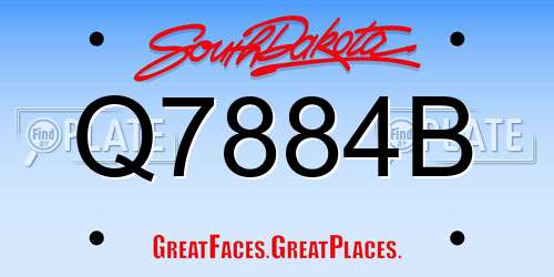 Q7884B South Dakota License Plate