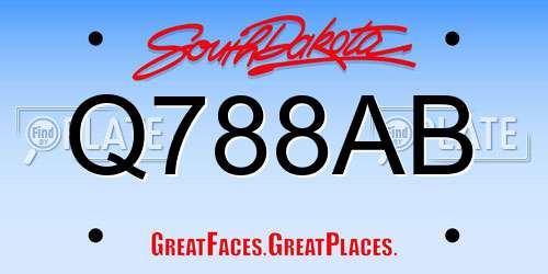 Q788AB South Dakota License Plate