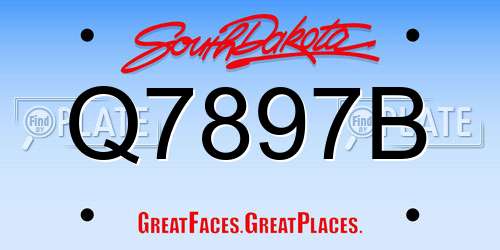 Q7897B South Dakota License Plate