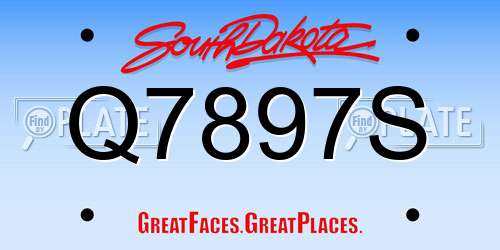 Q7897S South Dakota License Plate