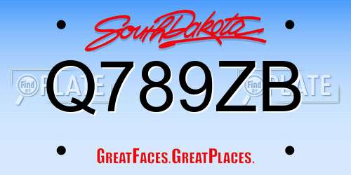 Q789ZB South Dakota License Plate