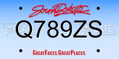 Q789ZS South Dakota License Plate