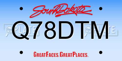 Q78DTM South Dakota License Plate