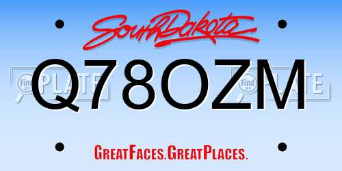 Q78OZM South Dakota License Plate