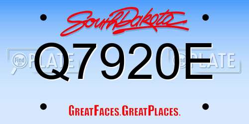Q7920E South Dakota License Plate