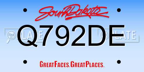 Q792DE South Dakota License Plate
