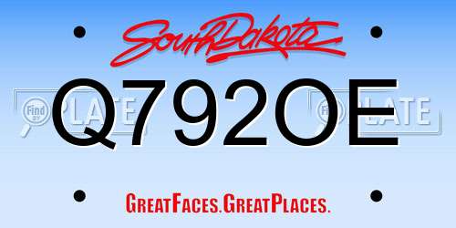 Q792OE South Dakota License Plate