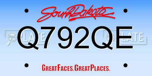 Q792QE South Dakota License Plate