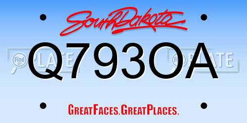 Q793OA South Dakota License Plate