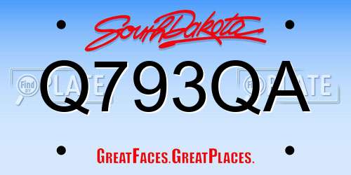 Q793QA South Dakota License Plate