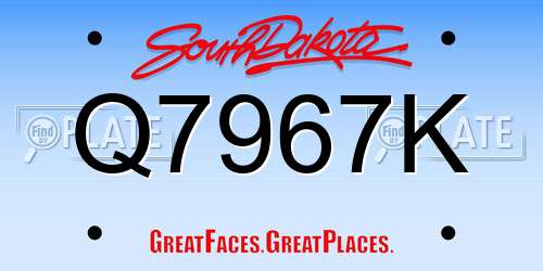 Q7967K South Dakota License Plate