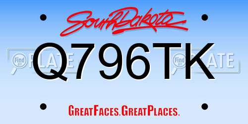 Q796TK South Dakota License Plate