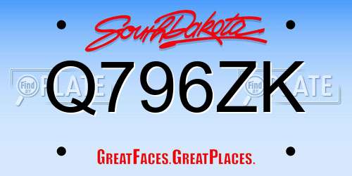Q796ZK South Dakota License Plate