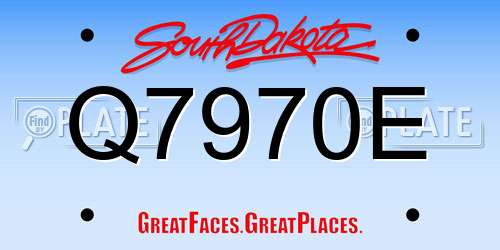 Q7970E South Dakota License Plate