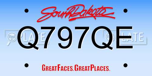 Q797QE South Dakota License Plate