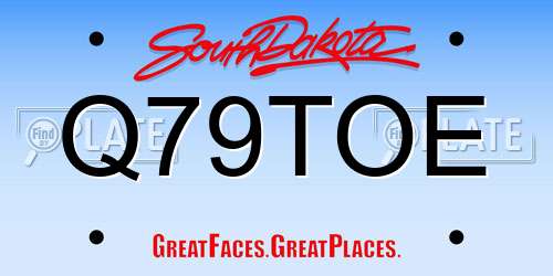 Q79TOE South Dakota License Plate
